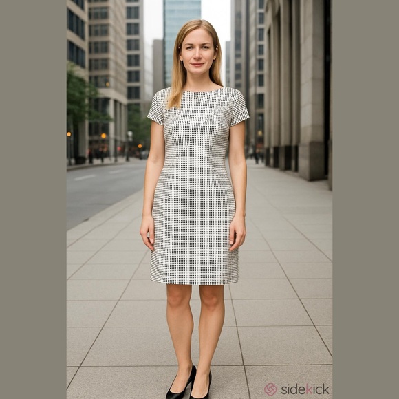 Massimo Dutti Dresses & Skirts - Massimo Dutti Tweed Smart Shift Midi Dress Medium Women’s Ivory Textured Work